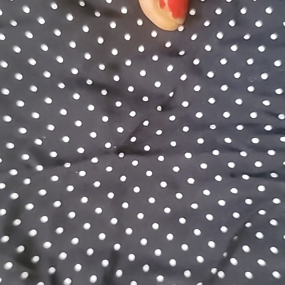 Vintage Navy Polka Dot V-neck Back Cut Out Strap Front Split Dress SZ 7/8 - Picture 13 of 16